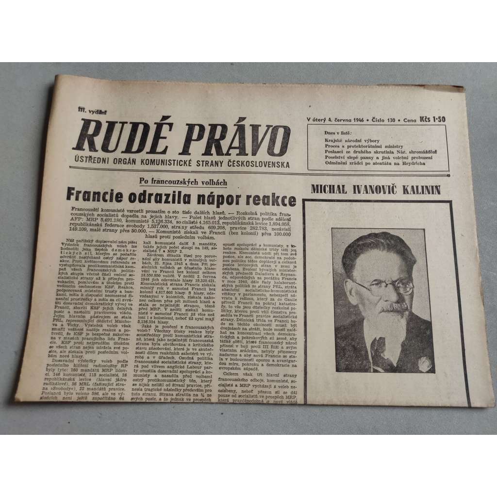 Rudé právo (4.6.1946) - staré noviny
