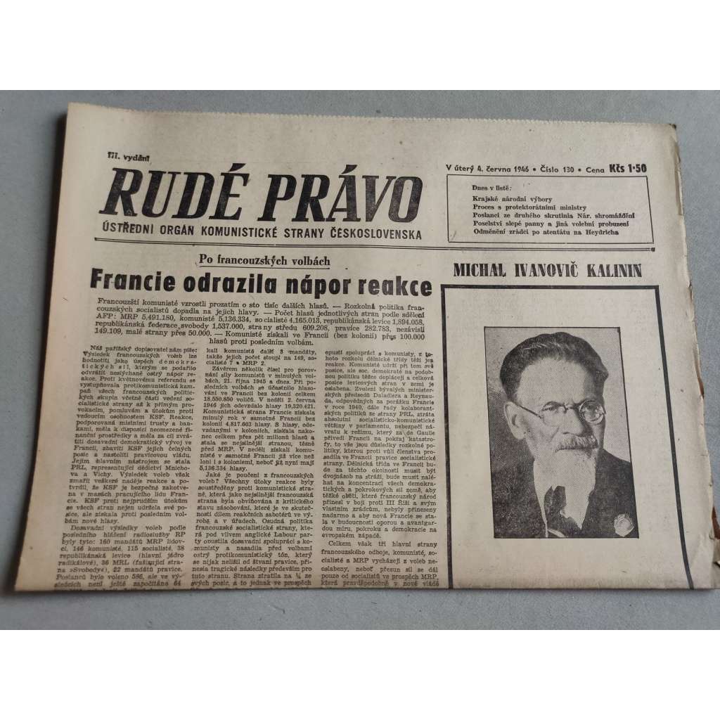 Rudé právo (4.6.1946) - staré noviny