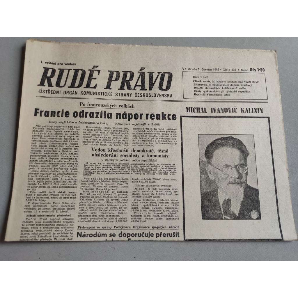 Rudé právo (5.6.1946) - staré noviny