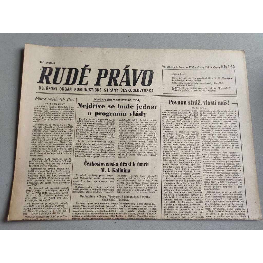 Rudé právo (5.6.1946) - staré noviny