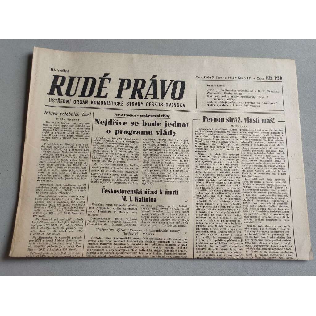 Rudé právo (5.6.1946) - staré noviny