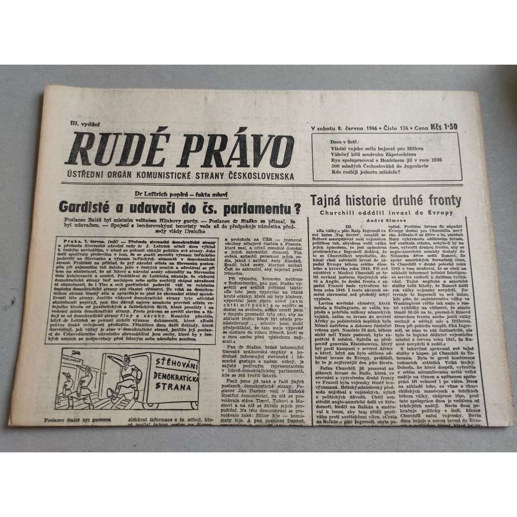 Rudé právo (8.6.1946) - staré noviny