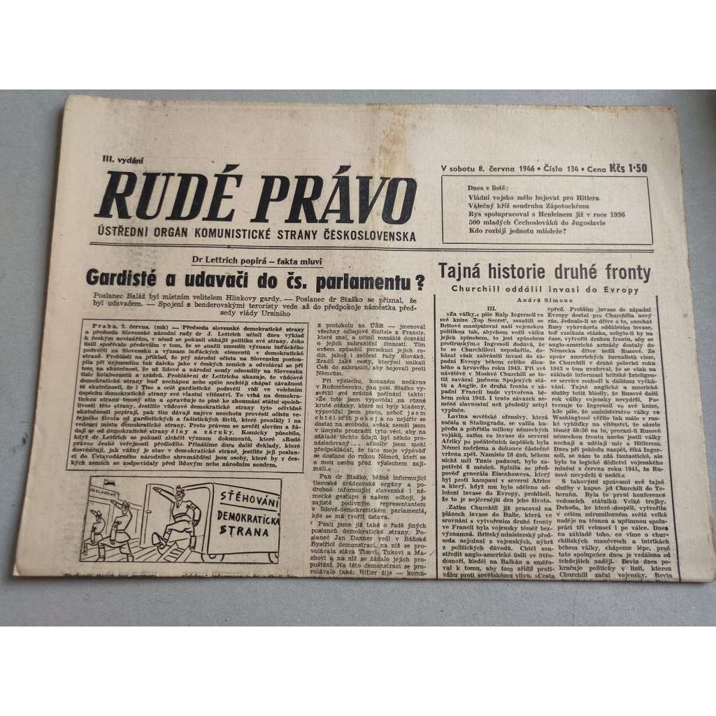 Rudé právo (8.6.1946) - staré noviny