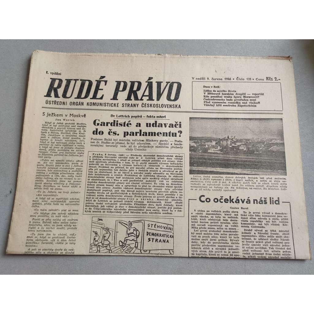 Rudé právo (9.6.1946) - staré noviny