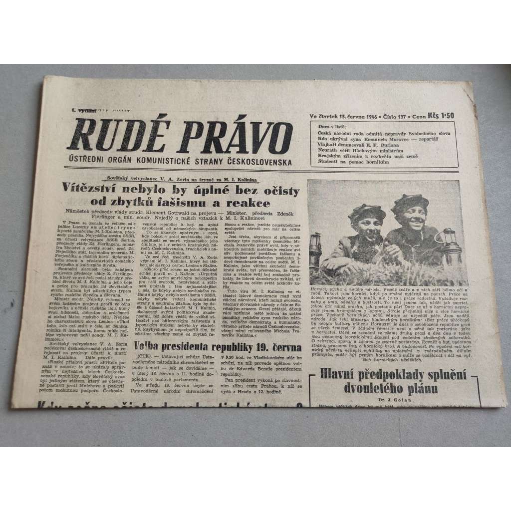 Rudé právo (13.6.1946) - staré noviny