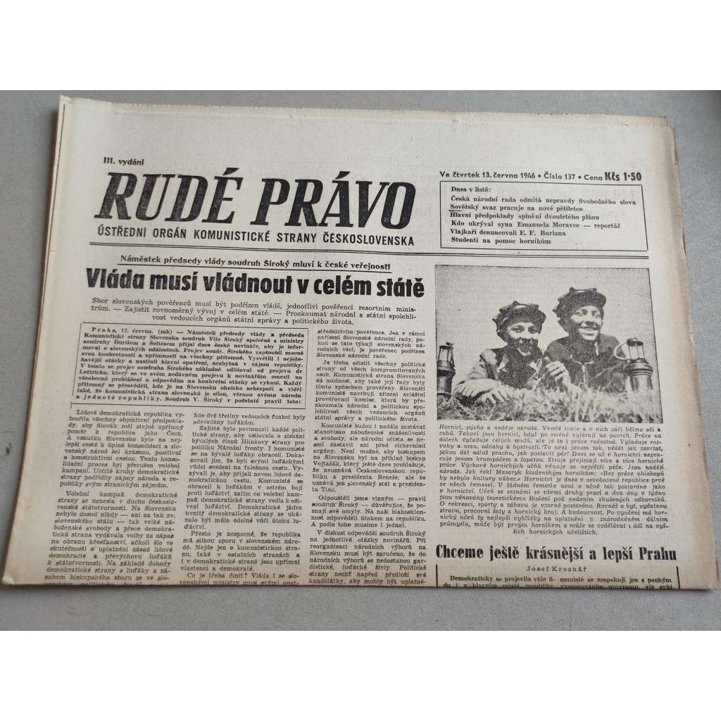Rudé právo (13.6.1946) - staré noviny