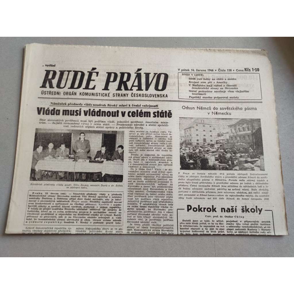 Rudé právo (14.6.1946) - staré noviny