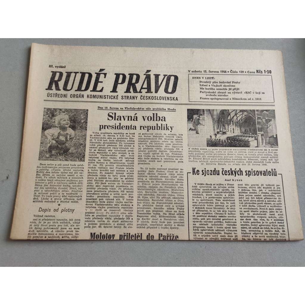 Rudé právo (15.6.1946) - staré noviny