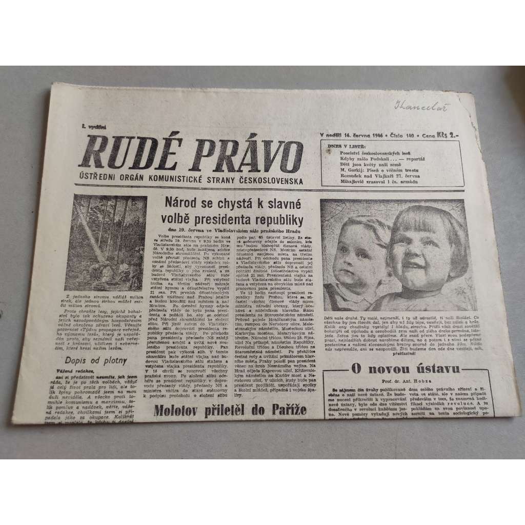 Rudé právo (16.6.1946) - staré noviny