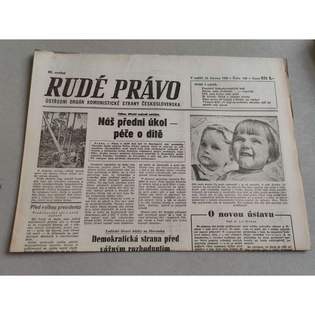 Rudé právo (16.6.1946) - staré noviny