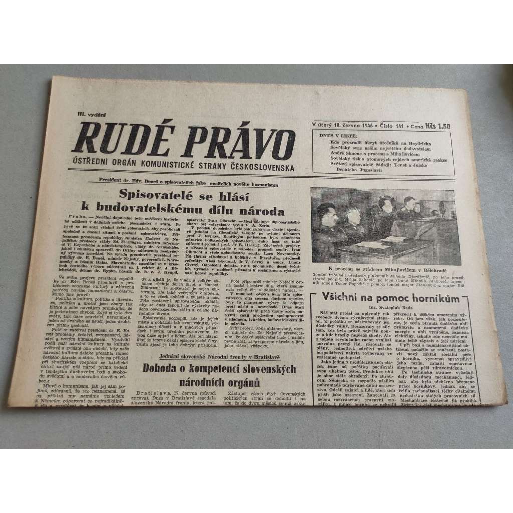 Rudé právo (18.6.1946) - staré noviny