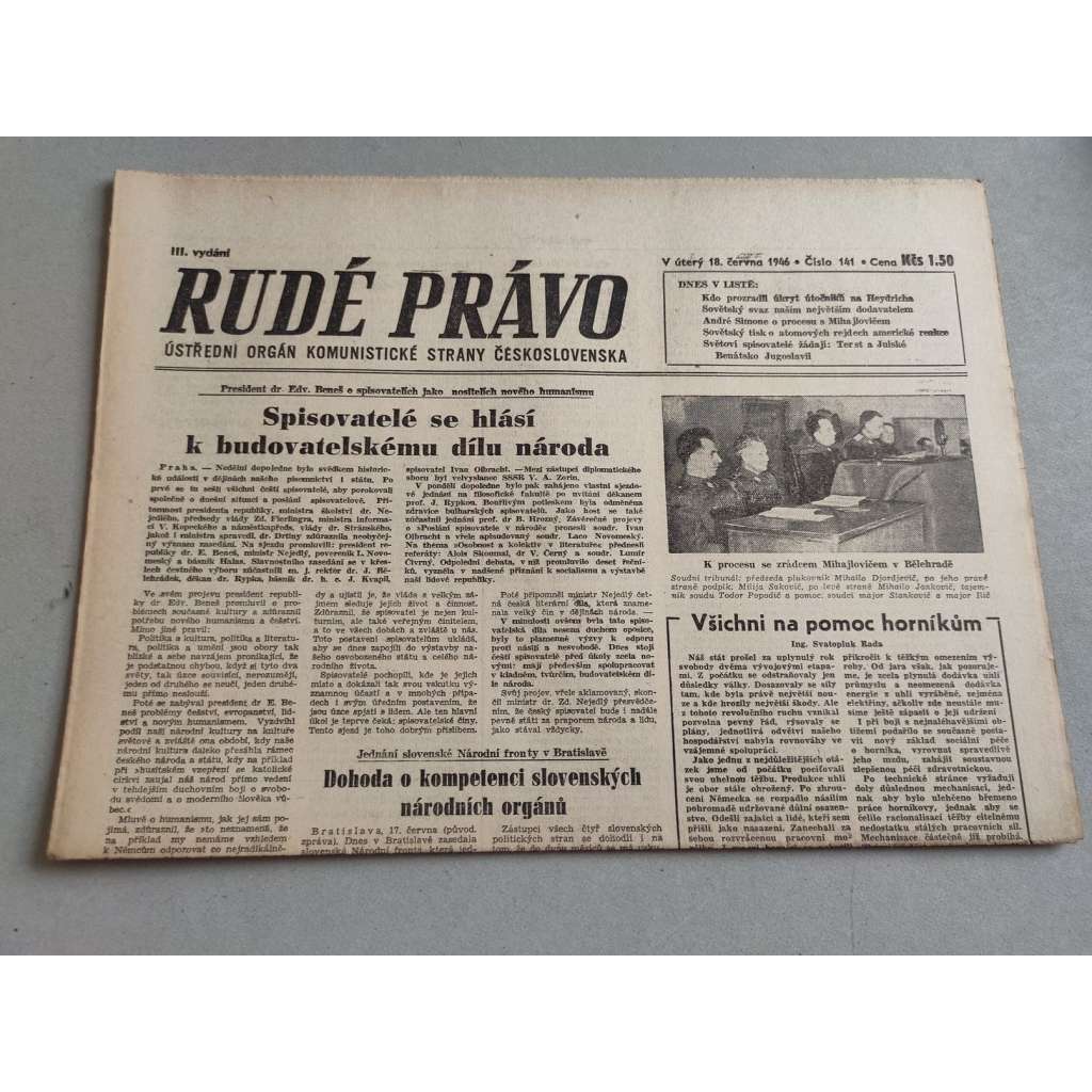 Rudé právo (18.6.1946) - staré noviny
