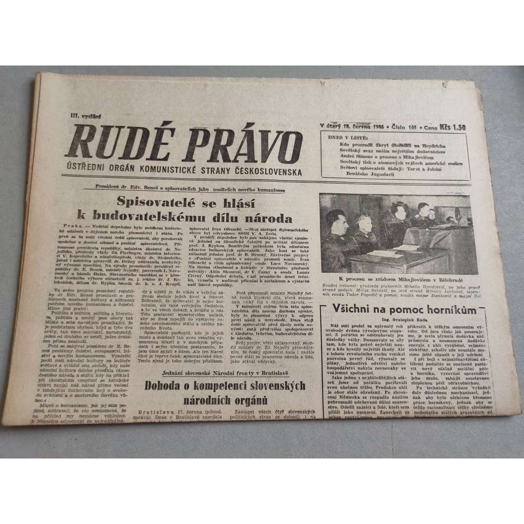 Rudé právo (18.6.1946) - staré noviny
