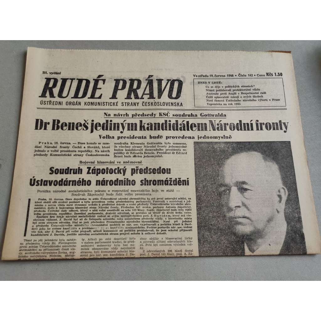 Rudé právo (19.6.1946) - staré noviny