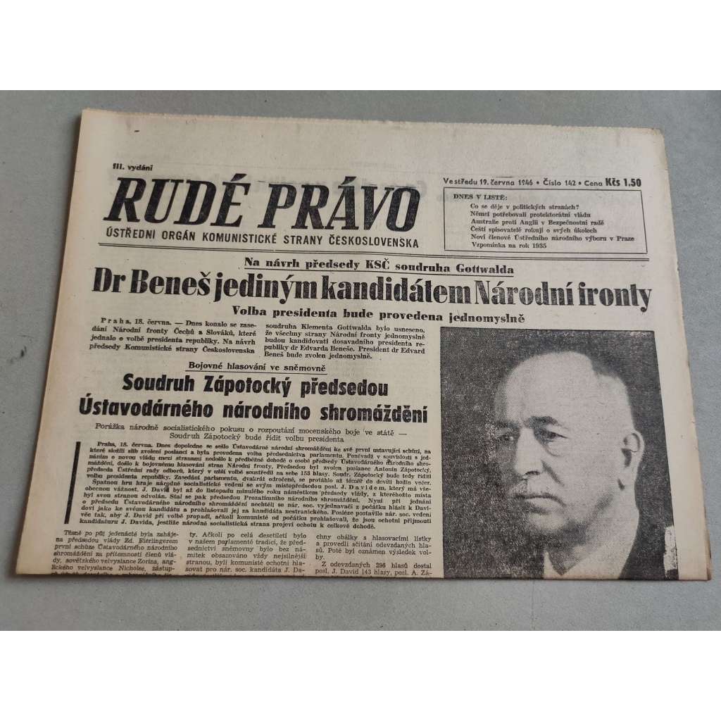Rudé právo (19.6.1946) - staré noviny