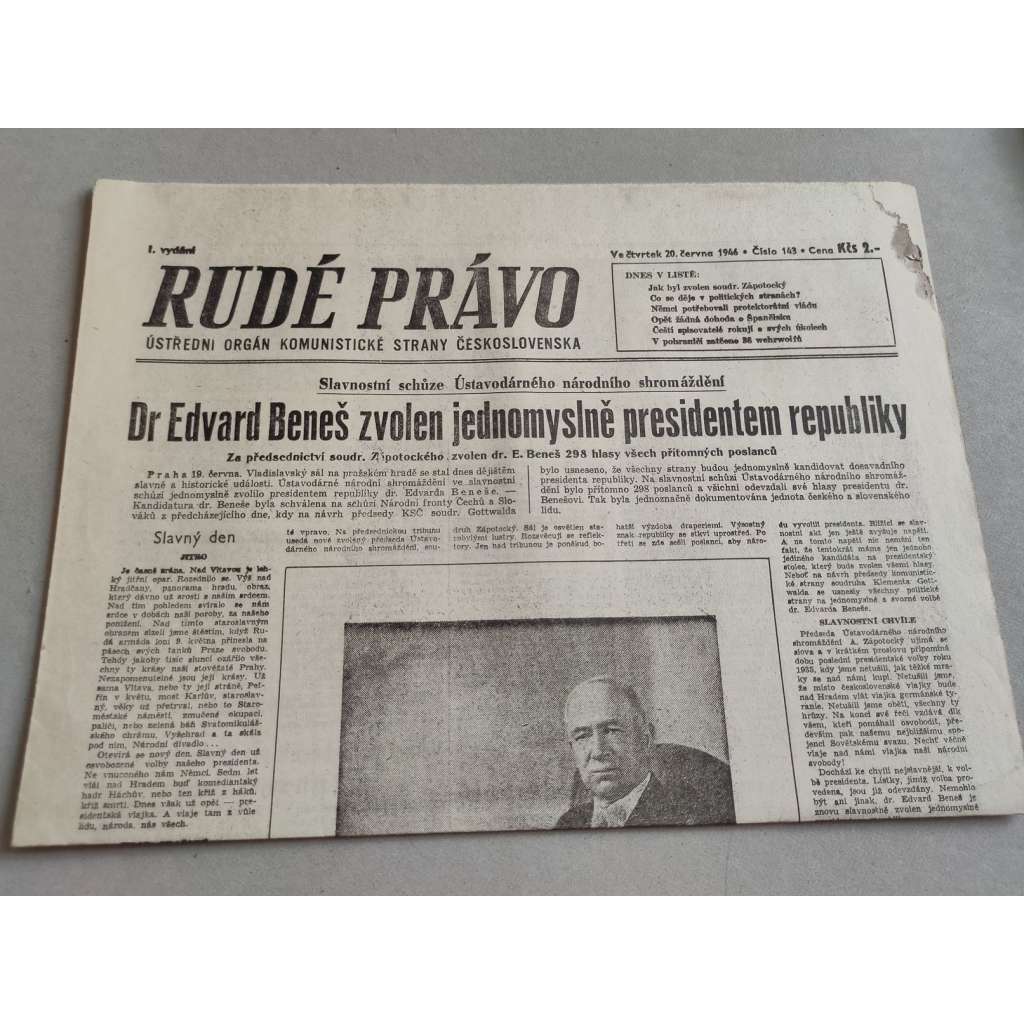 Rudé právo (20.6.1946) - staré noviny