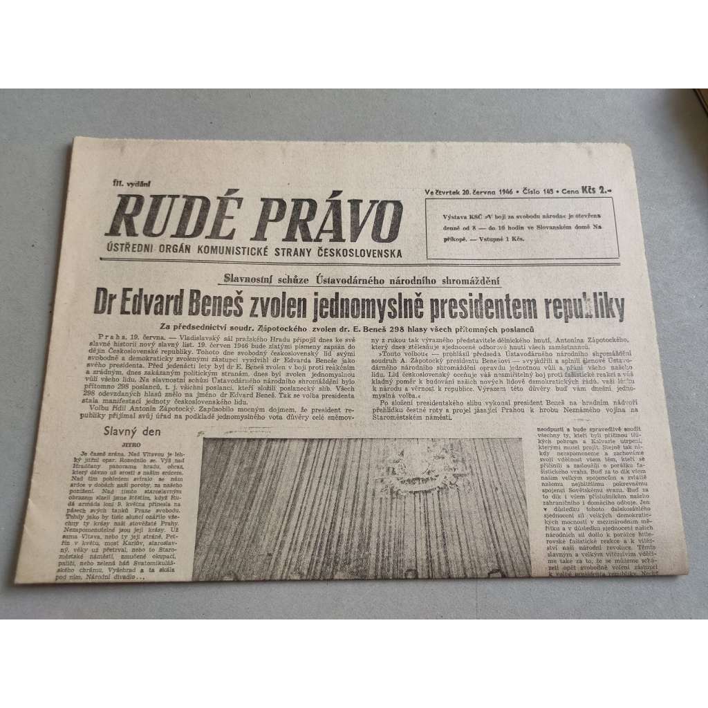 Rudé právo (20.6.1946) - staré noviny