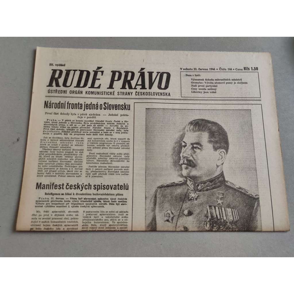 Rudé právo (22.6.1946) - staré noviny