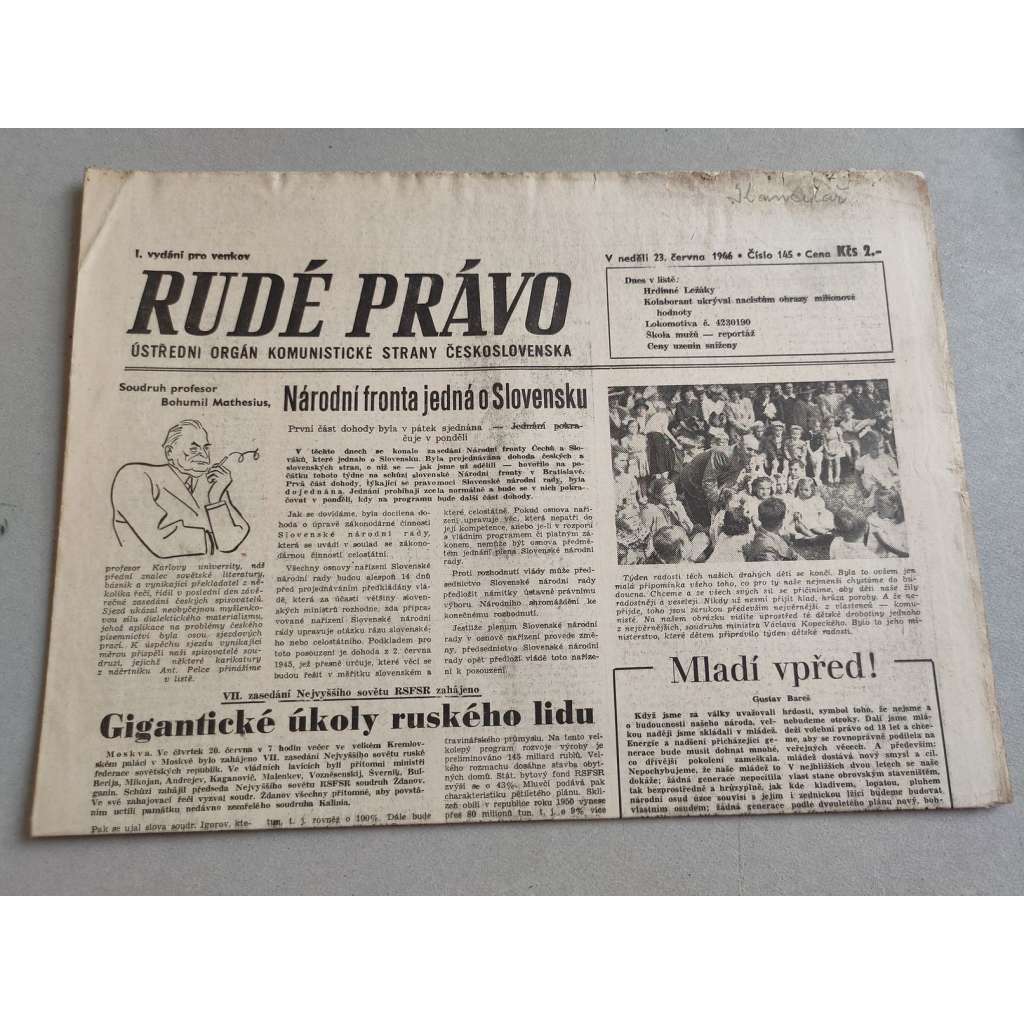 Rudé právo (23.6.1946) - staré noviny