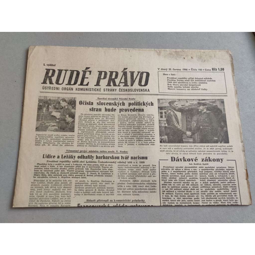 Rudé právo (25.6.1946) - staré noviny