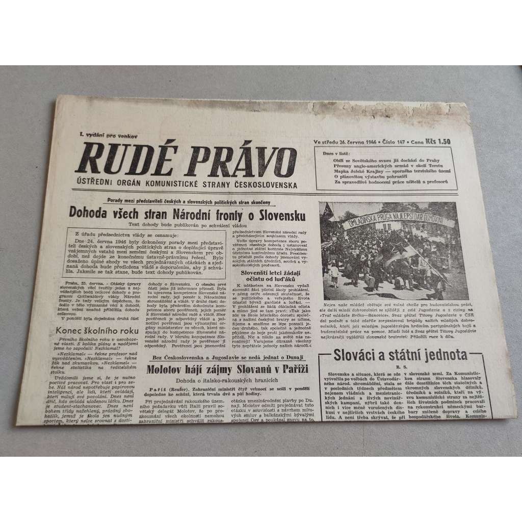 Rudé právo (26.6.1946) - staré noviny