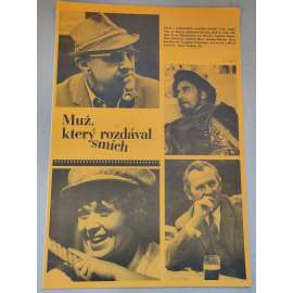 Muž, který rozdával smích (filmový plakát, film ČSSR 1970, režie: Vladimír Sís; Hrají: Martin Frič, Věra Ferbasová, Jiřina Bohdalová, František Filipovský)