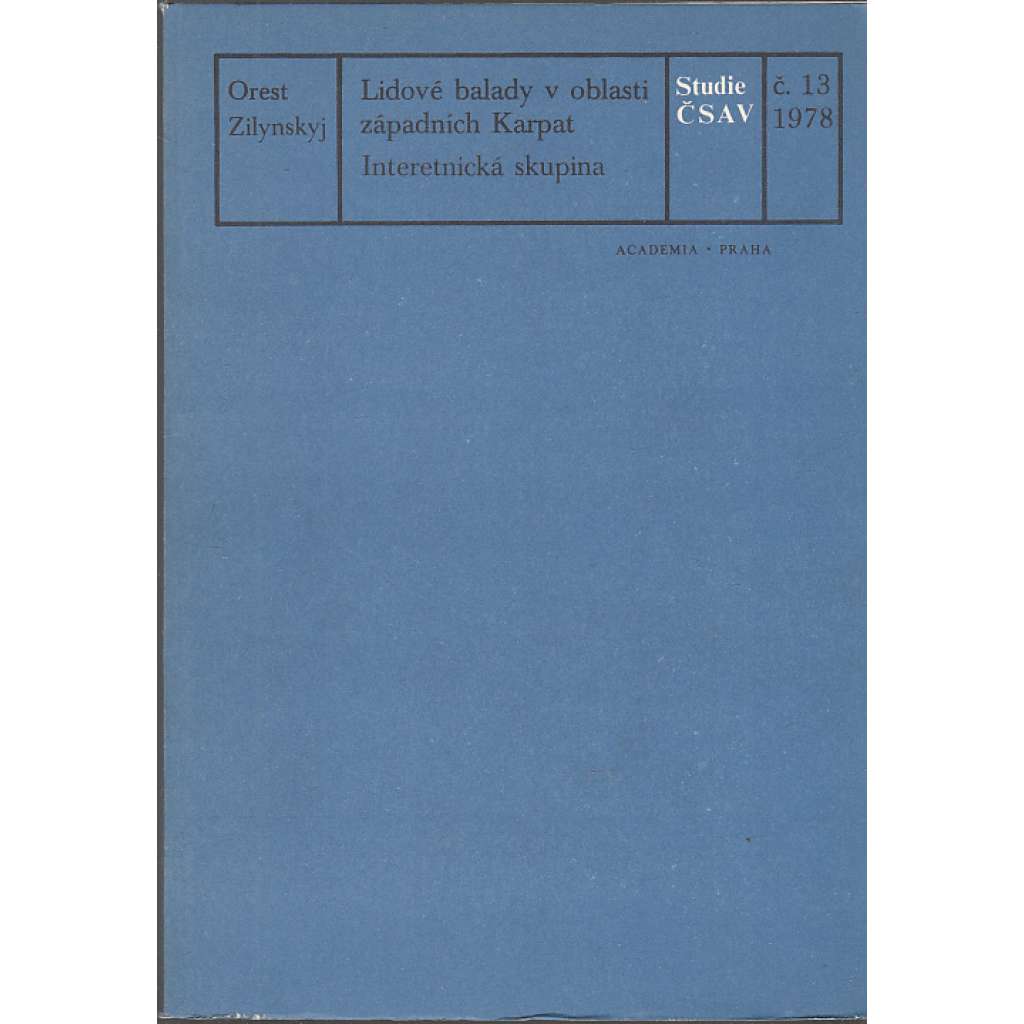 Lidové balady v oblasti západních Karpat (Podkarpatská Rus) - Studie ČSAV