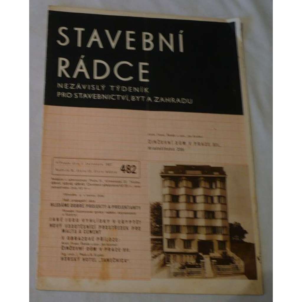 Stavební rádce 1937, roč.X., č.13., č.běžné 482