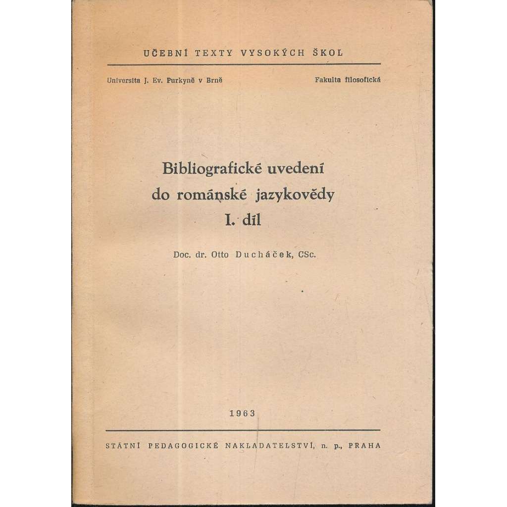 Bibliografické uvedení do románské jazykovědy, I.díl