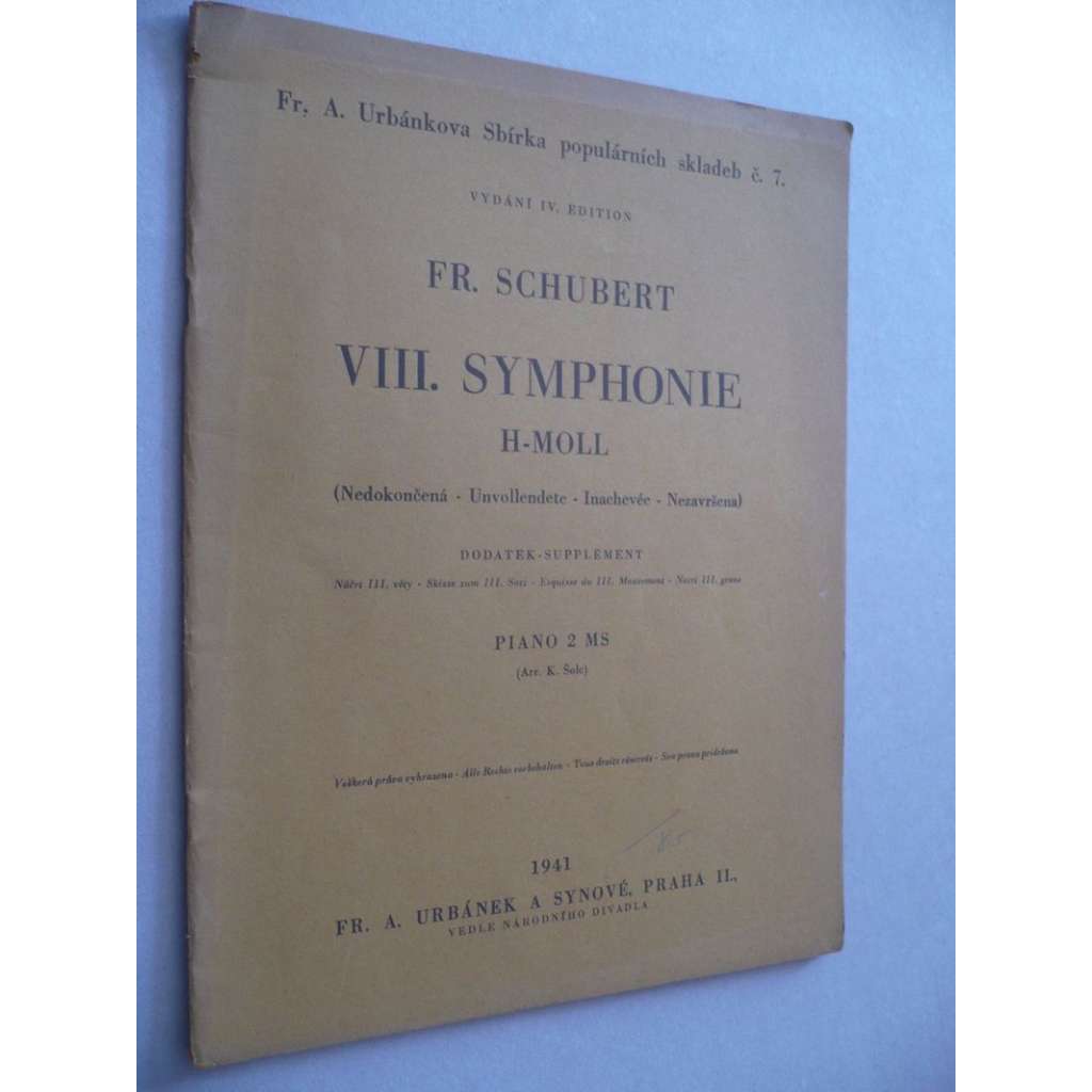 VIII.Symphonie H-Moll (nedokončená)