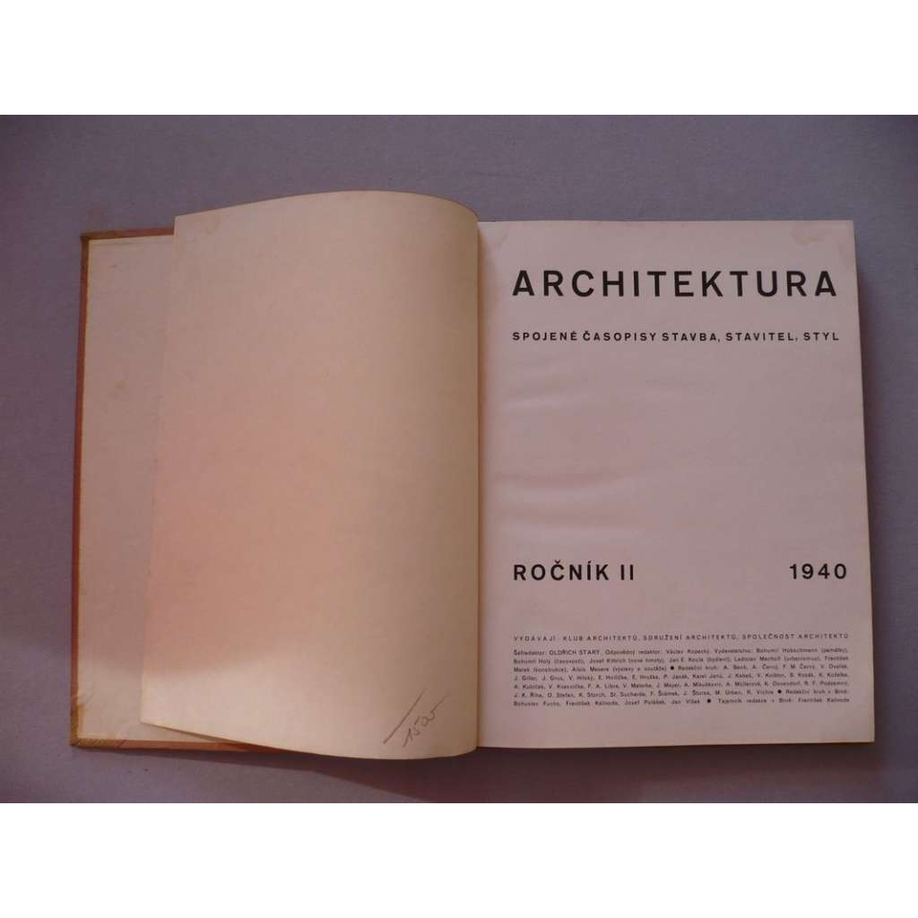 Architektura, ročník II., 1940 (Spojené časopisy Stavba, Stavitel, Styl), časopis