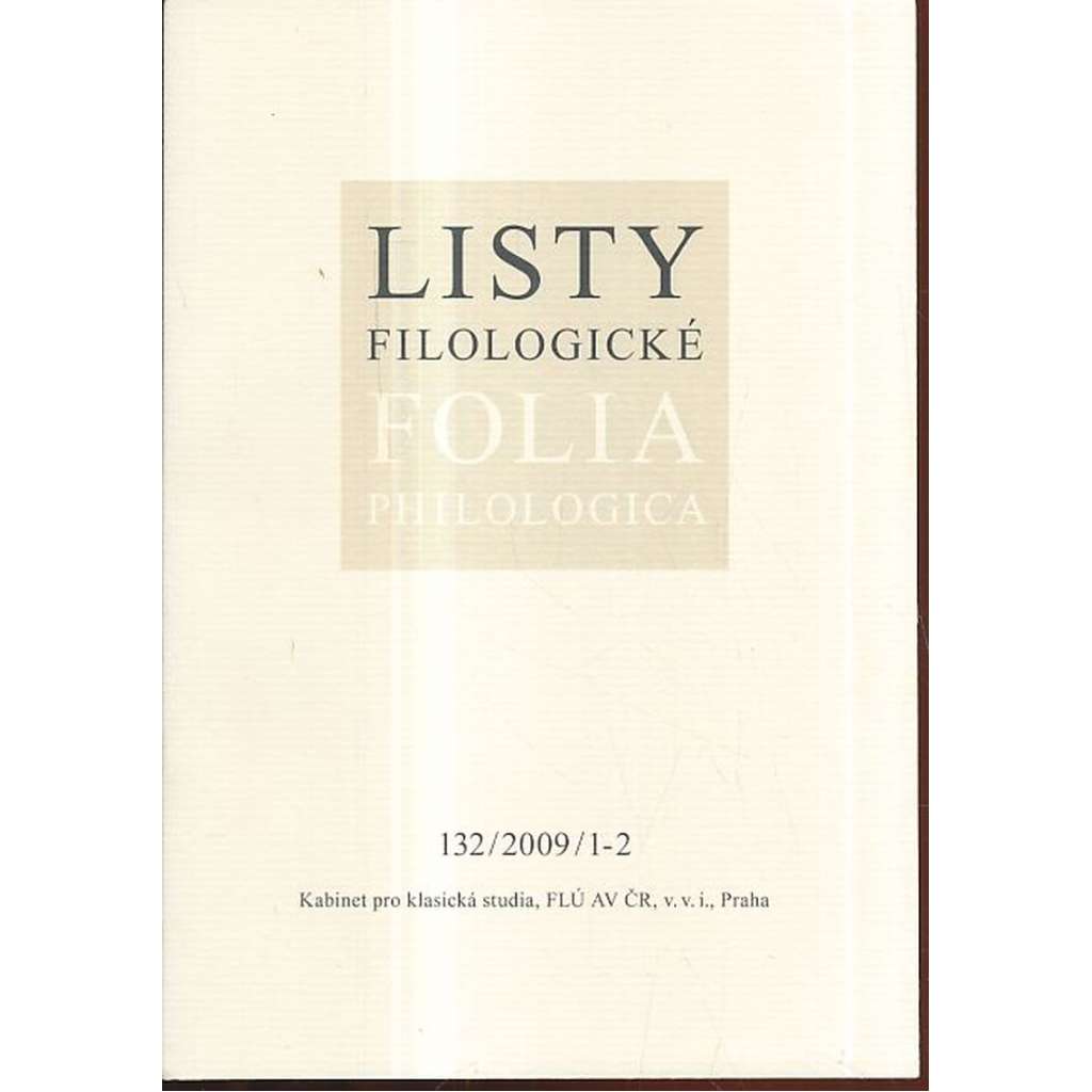 Listy filologické / Folia philologica 132/2009/1-2