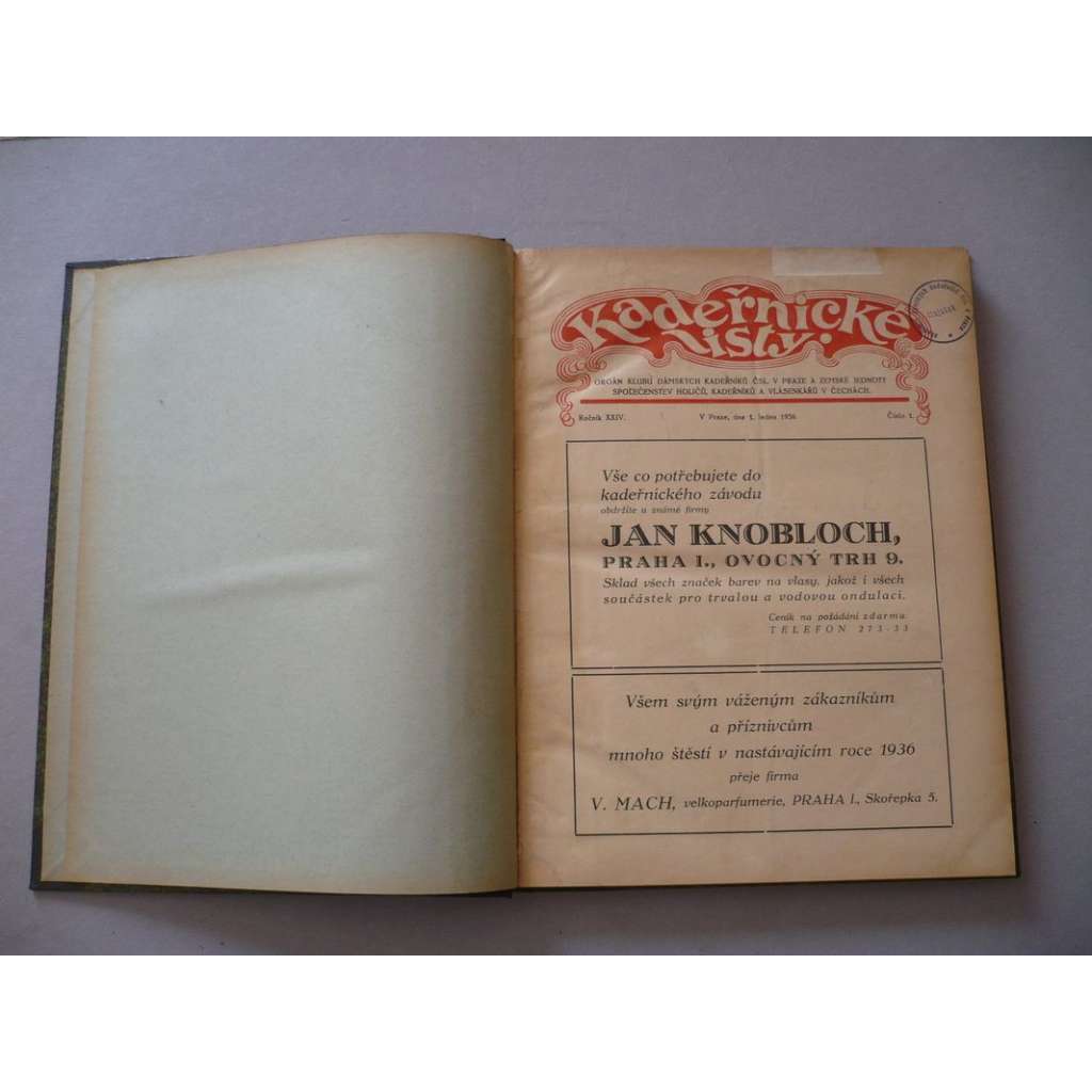 Kadeřnické listy, roč.24 (1936) [kadeřnictví, účes, vlasy, kadeřníci, holiči, vlásenkáři, účesy, móda, stříhání a úprava vlasů]