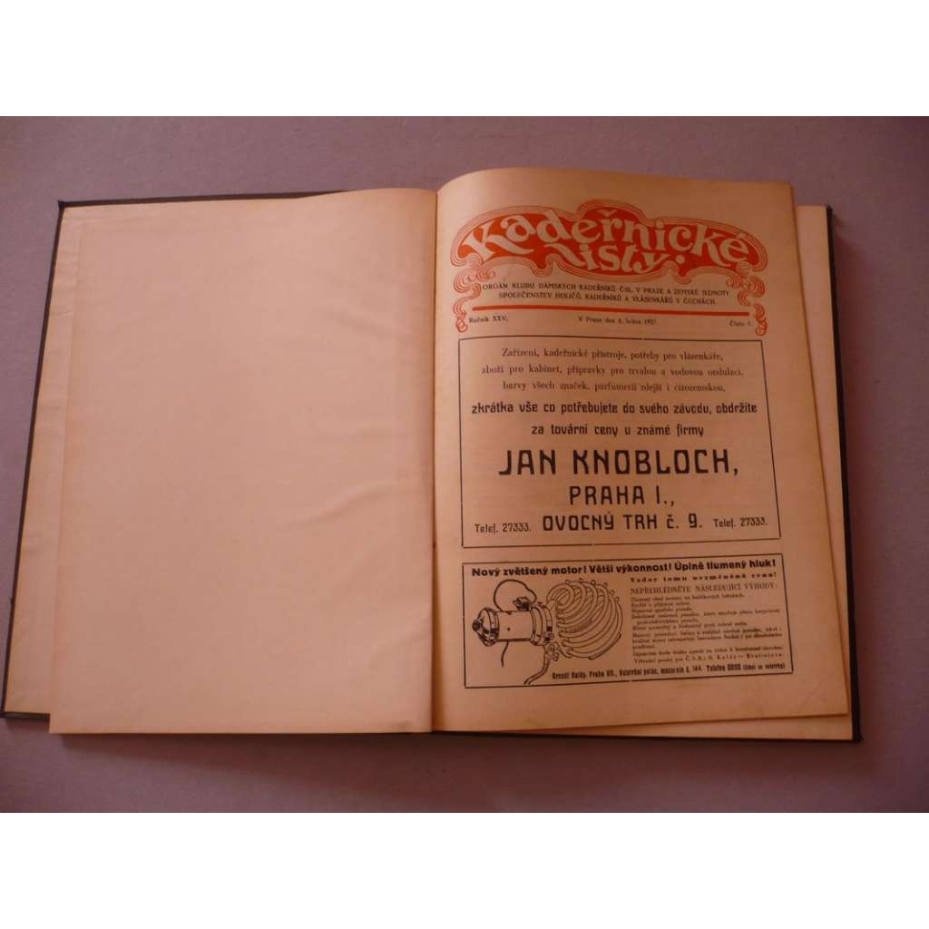 Kadeřnické listy, roč.25 (1937) [kadeřnictví, účes, vlasy, kadeřníci, holiči, vlásenkáři, účesy, móda, stříhání a úprava vlasů]