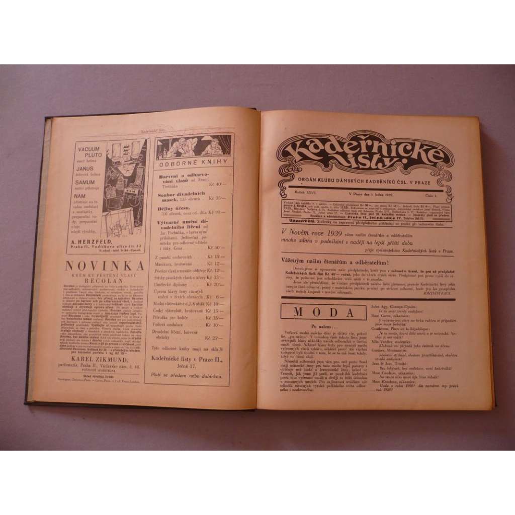 Kadeřnické listy, roč.27 (1939) [kadeřnictví, účes, vlasy, kadeřníci, holiči, vlásenkáři, účesy, móda, stříhání a úprava vlasů]