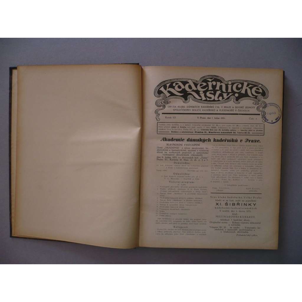 Kadeřnické listy, roč.19 (1931) [kadeřnictví, účes, vlasy, kadeřník, holič, vlásenkář, účesy, móda, stříhání a úprava vlasů]