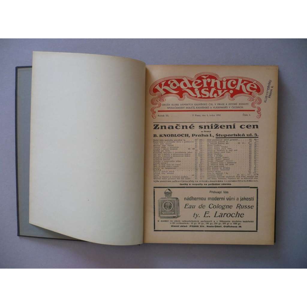 Kadeřnické listy, roč. XX.(1932) - (kadeřnictví, móda)
