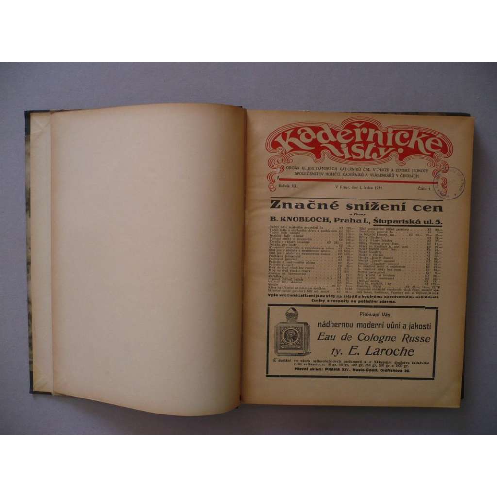 Kadeřnické listy, roč.20 (1932) [kadeřnictví, účes, vlasy, kadeřník, holič, vlásenkář, účesy, móda, stříhání a úprava vlasů]