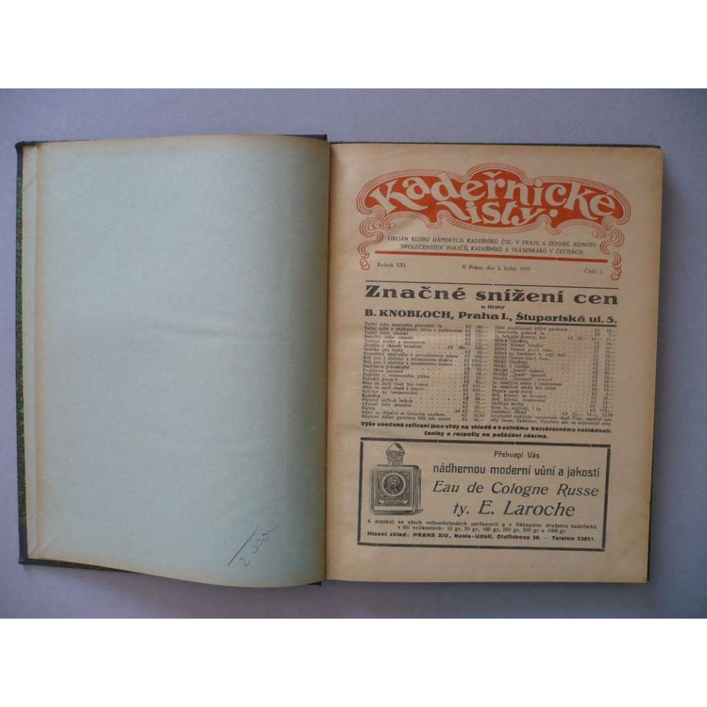 Kadeřnické listy, roč. XXI.(1933) - (kadeřnictví, móda)