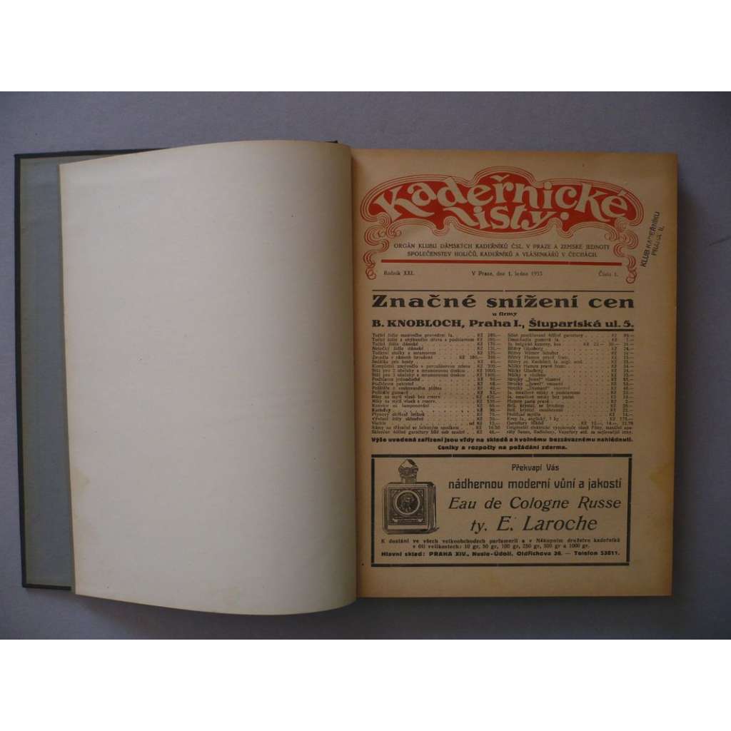 Kadeřnické listy, roč. XXI.(1933) - (kadeřnictví, móda)