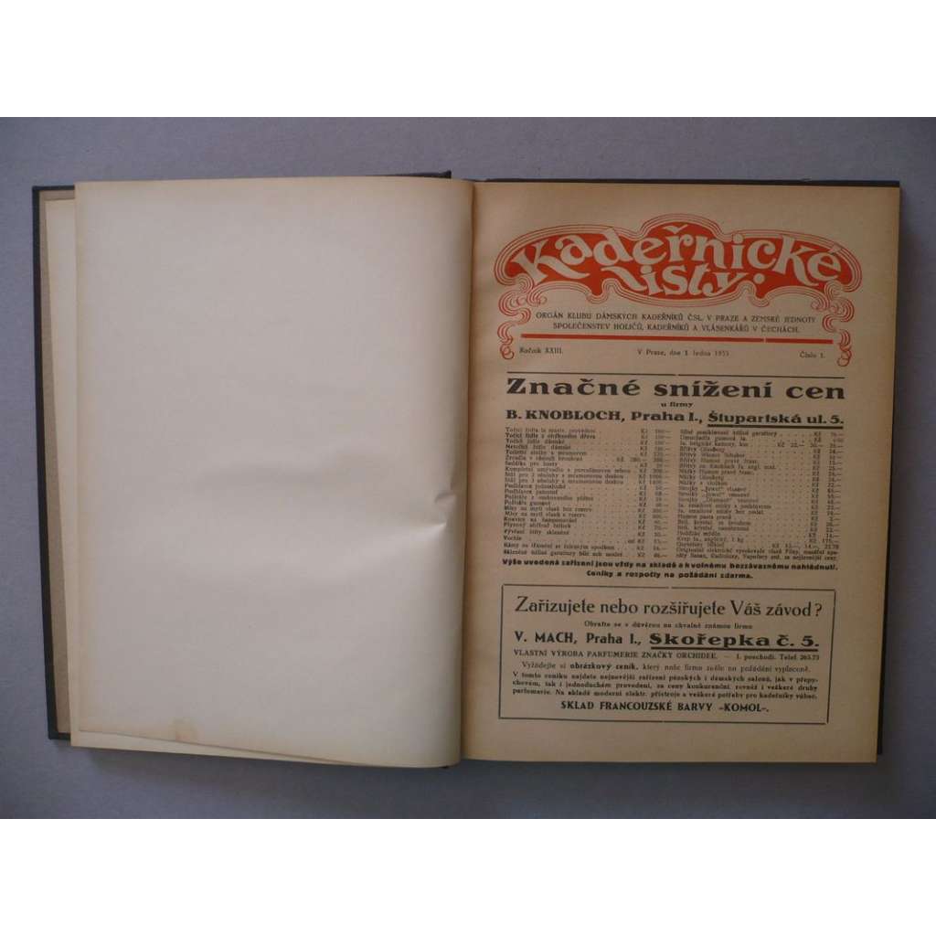 Kadeřnické listy, roč.23 (1935) [kadeřnictví, účes, vlasy, kadeřník, holič, vlásenkář, účesy, móda, stříhání a úprava vlasů]
