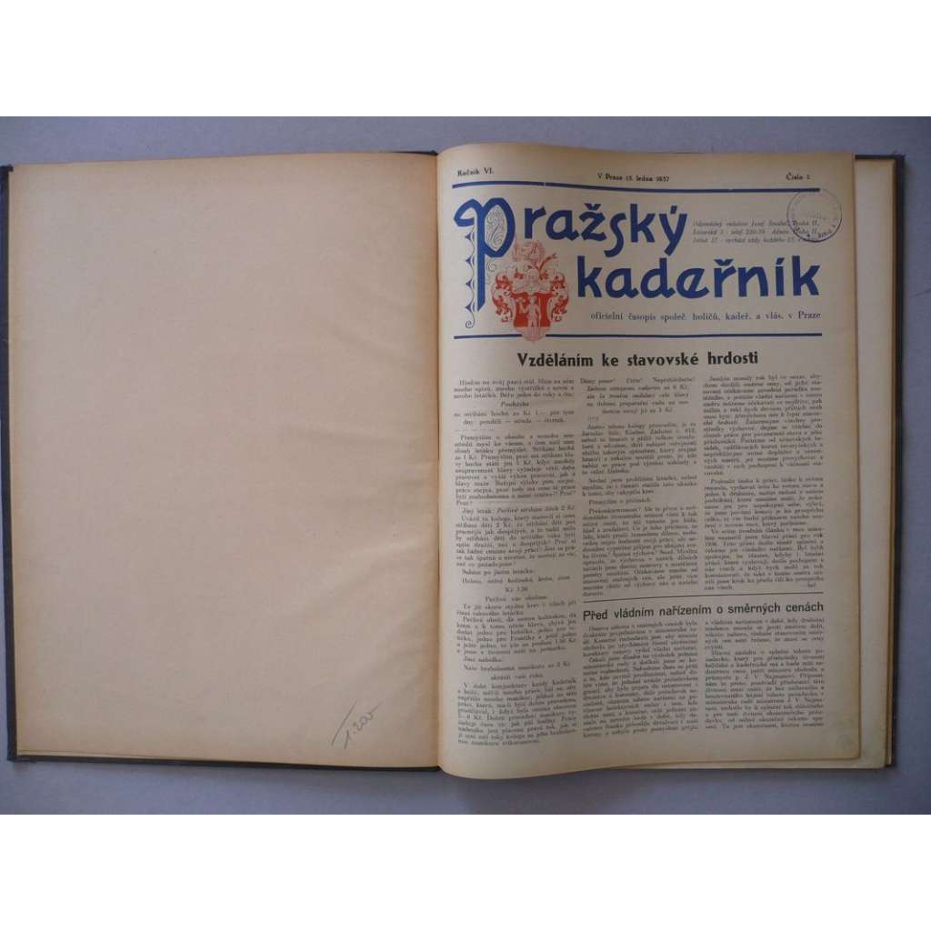 Pražský kadeřník, roč. VI.(1937) - (kadeřnictví, móda)