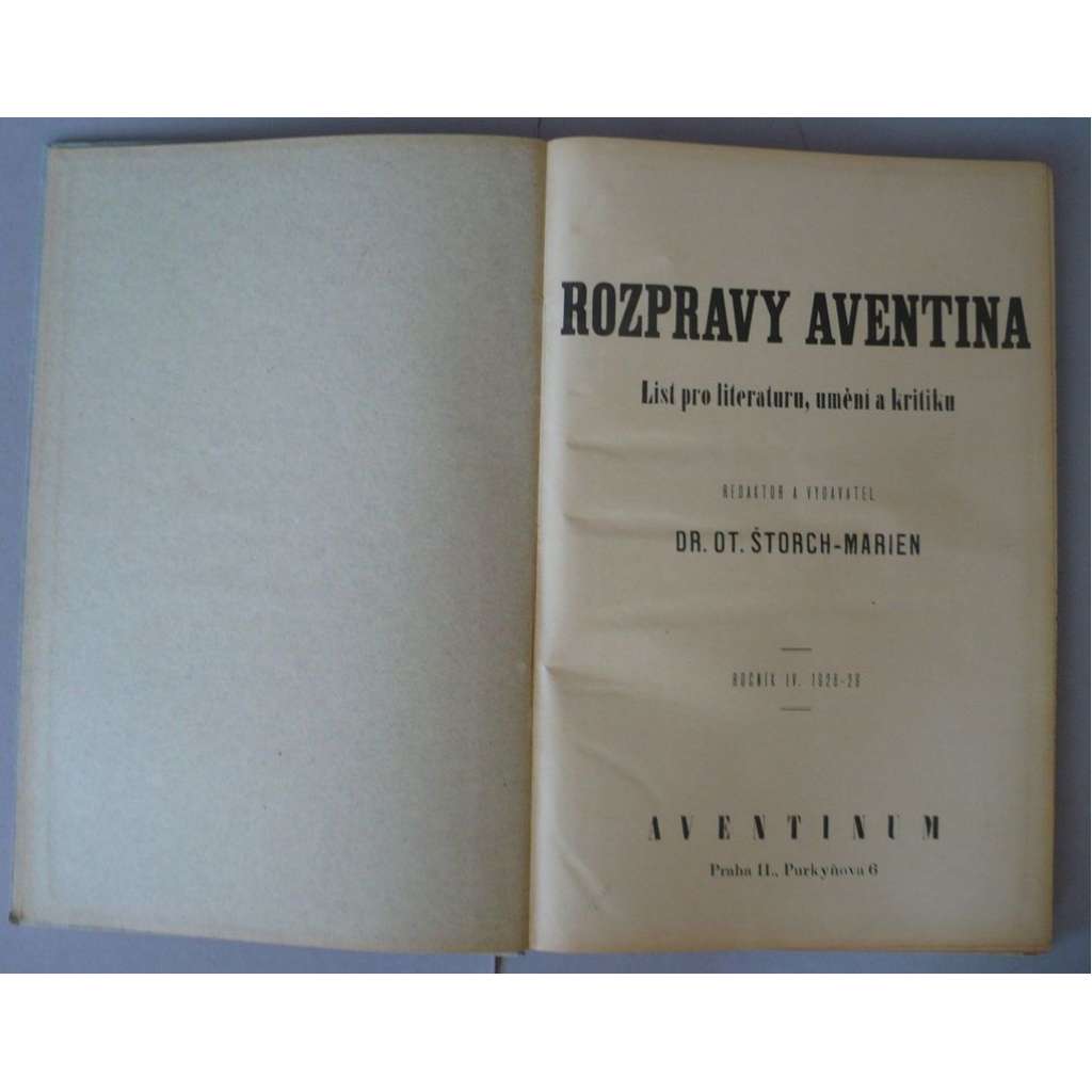 Rozpravy Aventina, ročník IV. / 1928-29