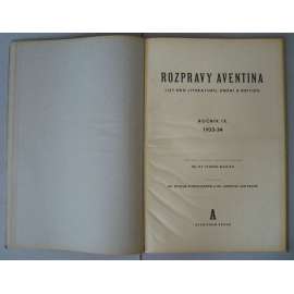 Rozpravy Aventina, ročník IX. / 1933-34