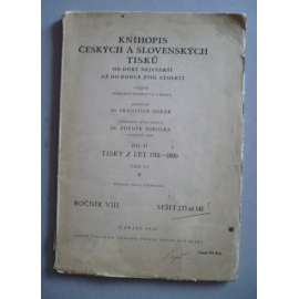 Knihopis českých a slovenských tisků II - část VI (seš.134-141)(vyd. r. 1950) [soupis starých českých knih]