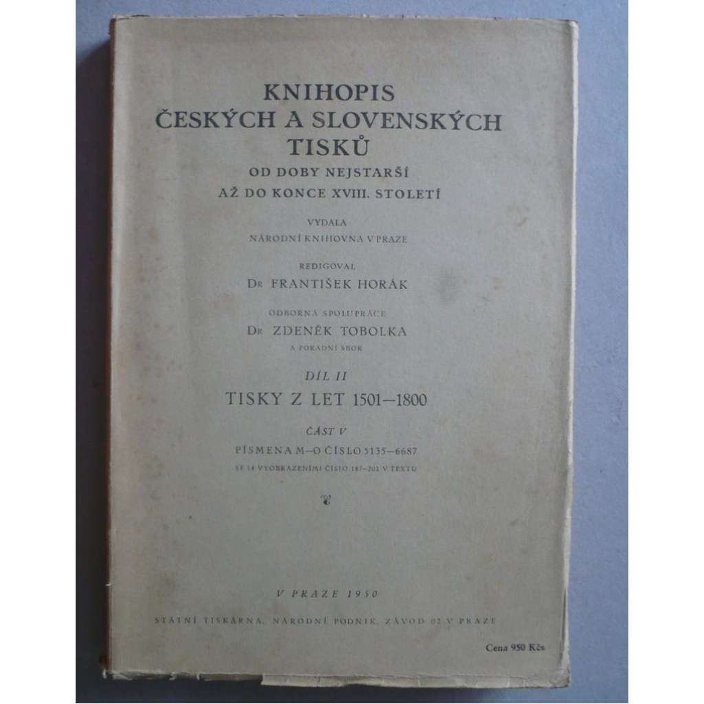 Knihopis českých a slovenských tisků II - část V