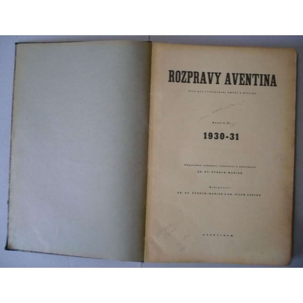 Rozpravy Aventina, ročník VI. / 1930-31
