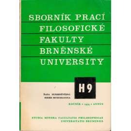 Sborník prací...roč. XXIII/1974, filosofická fakulta Brněnské university, řada hudebněvědná H9