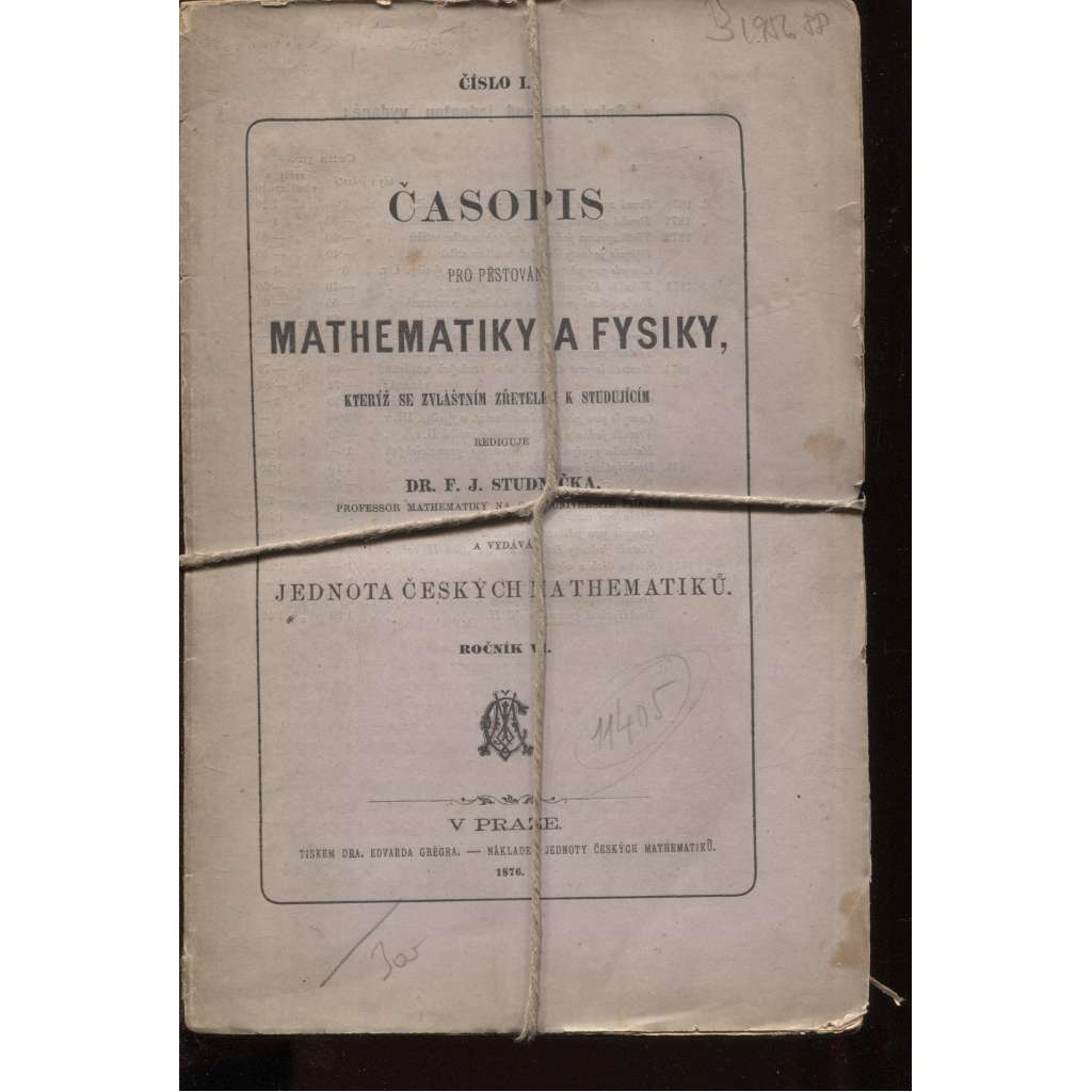 Časopis mathematiky a fysiky (matematika a fyzika) 1876