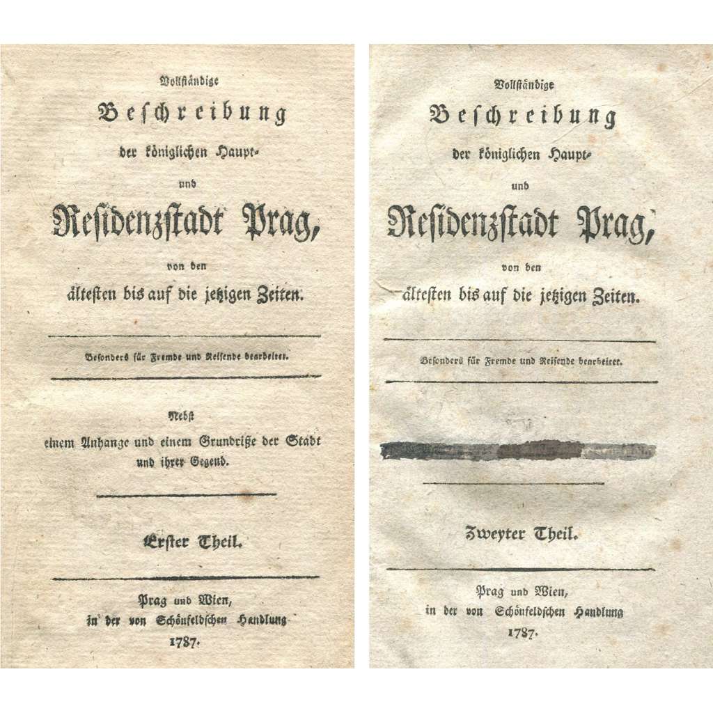 Vollständige Beschreibung der königlichen Haupt- und Residenzstadt Prag, sv. 1-2 [1787; popis Prahy; Praha; průvodce]